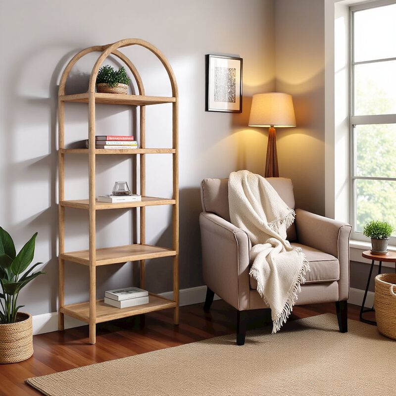 Starlight Canyon Home Elegant Tall Brown Wooden Bookcase, 4 Tier Shelf Bookshelf image number 4