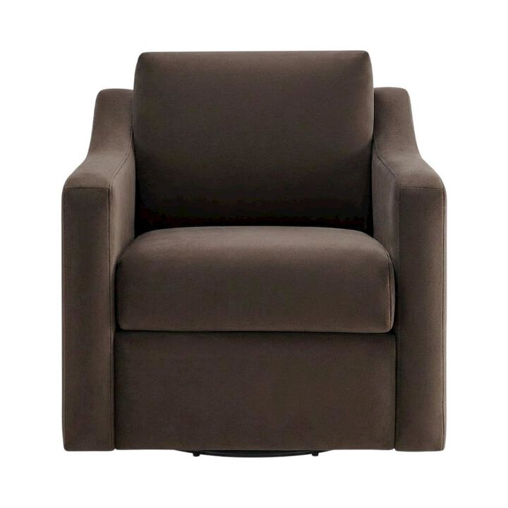Performance Velvet Swivel Accent Armchair for Living Room, Bedroom, Chocolate
