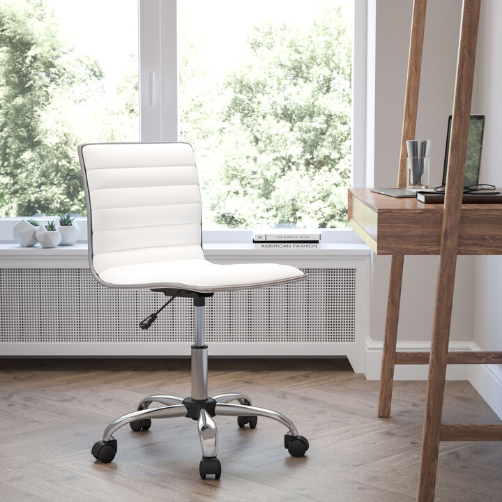 Alan Low Back Designer Armless Ribbed Swivel Task Office Chair