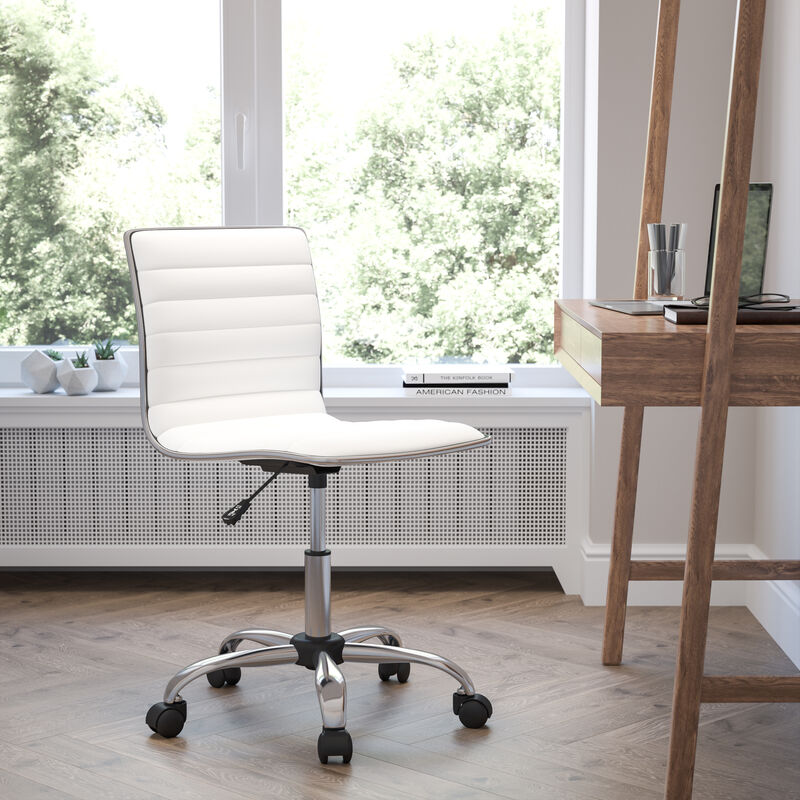 Alan Low Back Designer Armless Ribbed Swivel Task Office Chair image number 1