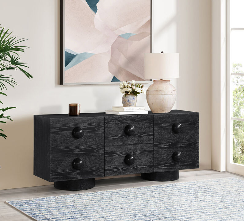 Meridian Furniture Bubble Black Rubberwood with Oak Veneer Sideboard/Buffet
