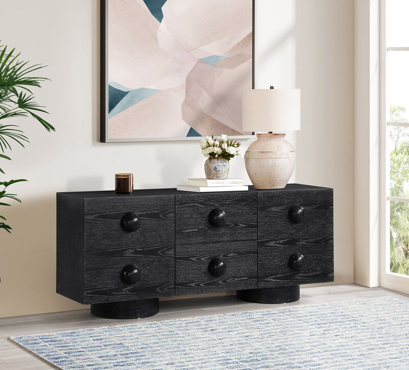 Meridian Furniture Bubble Black Rubberwood with Oak Veneer Sideboard/Buffet image number 1