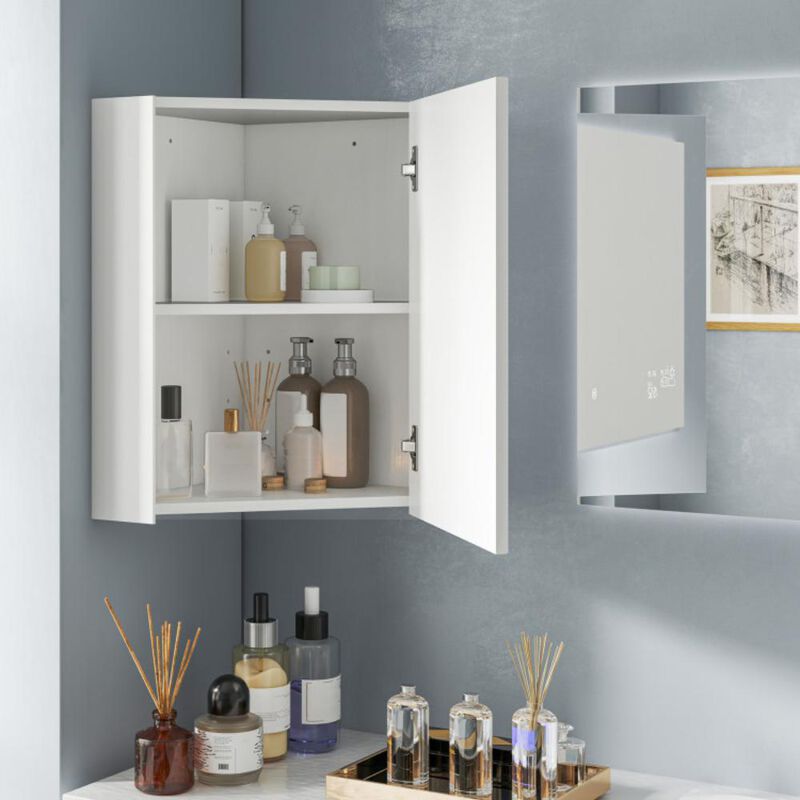 Hivvago Corner Medicine Cabinet with Mirror with Open Mirror Door and Adjustable Shelf