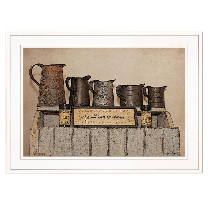 HomeRoots A Friend Loveth at All Time 2 White Framed Print Wall Art
