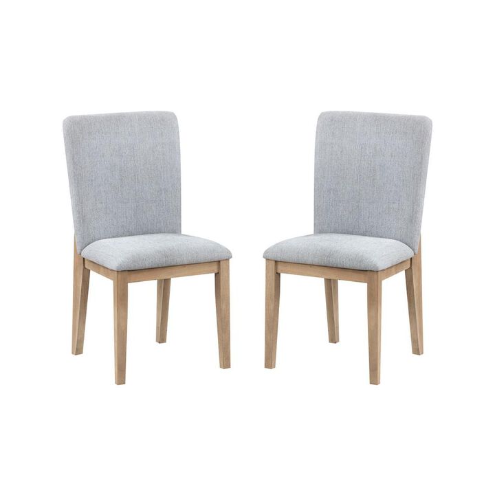 Caspian Set of 2 Gray Linen and Oak Finish Dining Chair