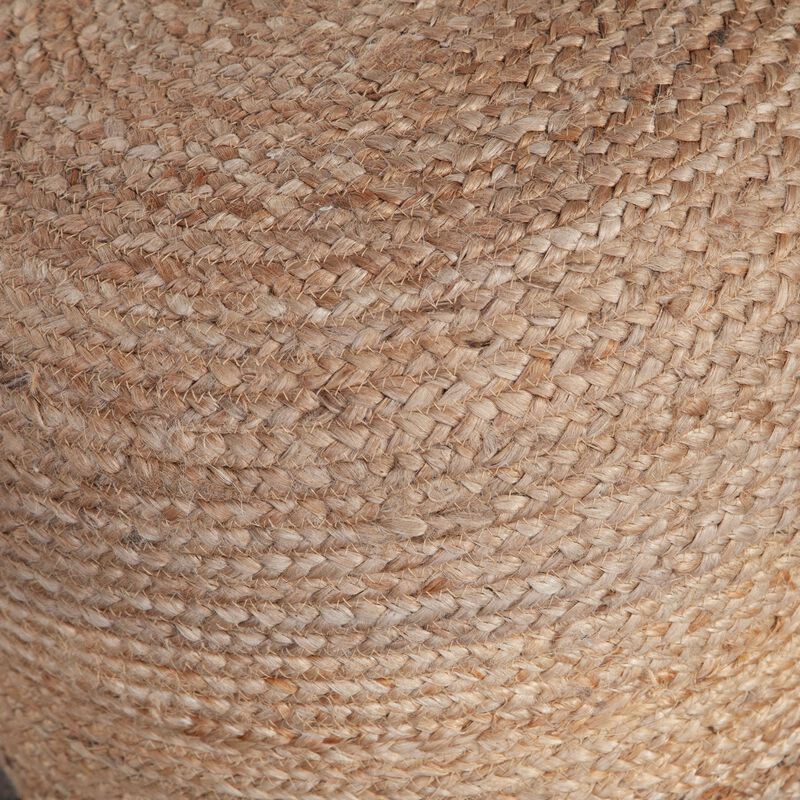Poby Round Ottoman Pouf, 19 Inch Natural Brown Jute Fiber image number 4