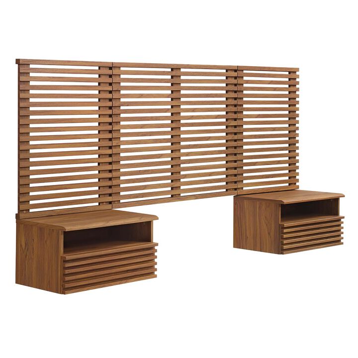 Modway - Render Wall Mount Twin Headboard and Modern Nightstands