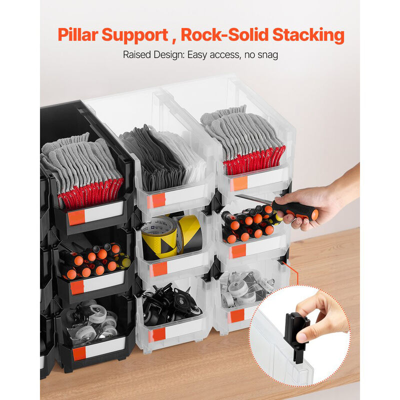 12 Pack Stackable Plastic Storage Bins, Organizer Containers for Small Items image number 8
