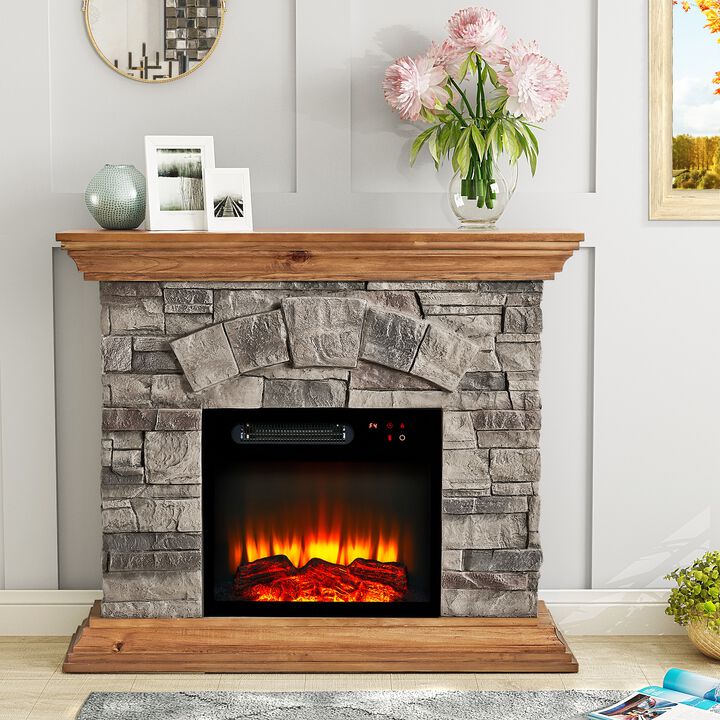 FESVITO 40 in. Faux Stone Freestanding Electric Fireplace