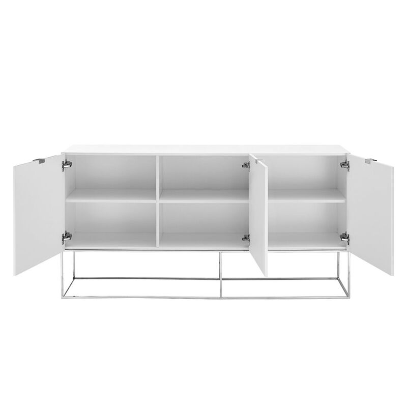 Casabianca Home Vizzione Buffet In White High Gloss With Storage