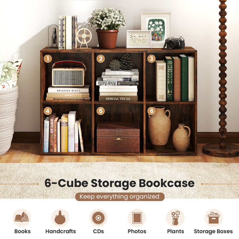 Modern 6-Cube Bookcase with Anti-Tip Kit for Home Storage image number 7