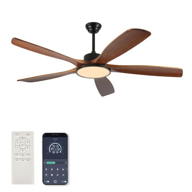 ELEMENT ACE 62-Inch Large Ceiling Fan with Remote Control, Three-Color Dimming Light, 5 Reversible Blades for Garden, Patio, Living Room and Bedroom image number 0
