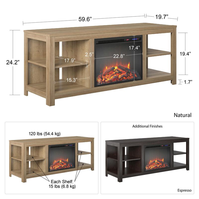 Melville Electric Fireplace Console TV Stand for TVs up to 65"