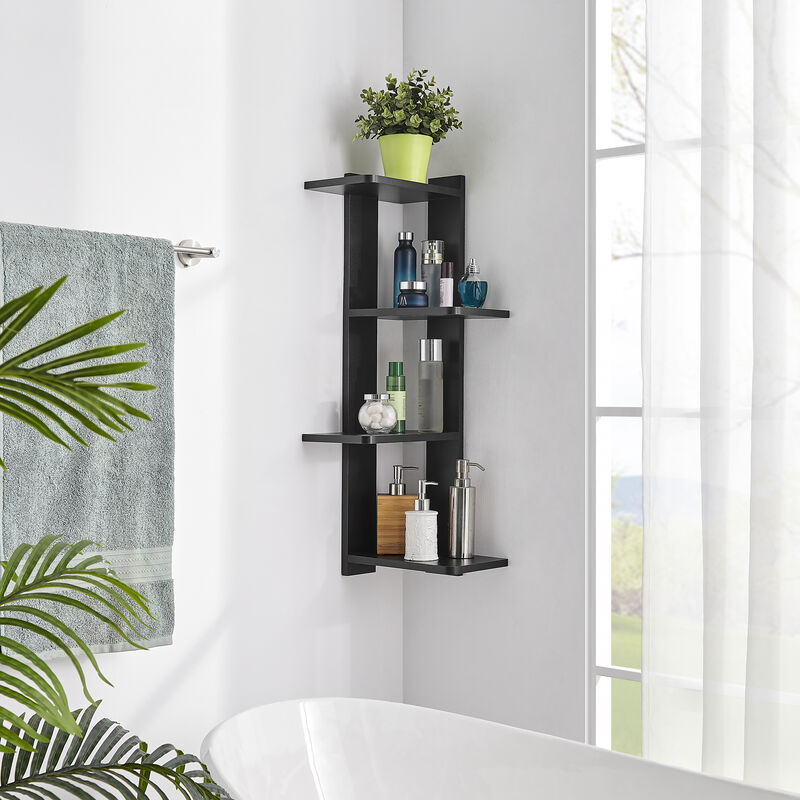 Alvar Corner 4-Tier Floating Ledge Column Wall Shelf
