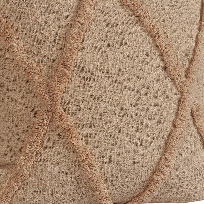 HomeRoots Set of Two Tan Diamond Cotton Throw Pillow With Fringe image number 5