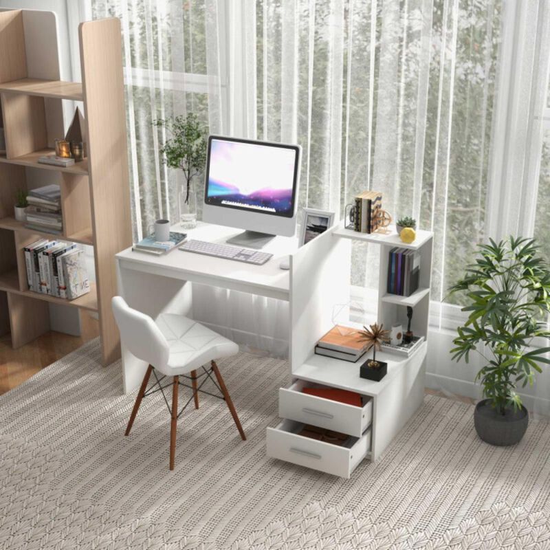 Hivvago Computer Desk Home Office with Bookshelf and Drawers