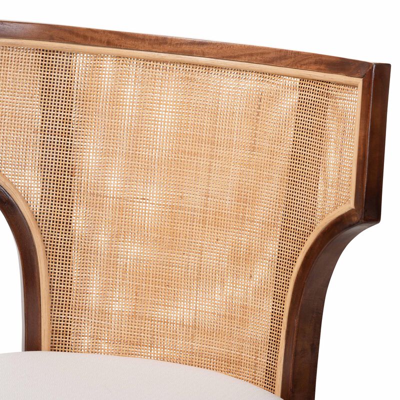 bali & pari Franco Dining Chair - Sculpted Seating with Woven Rattan Backrest and Upholstered Seat for Kitchen or Dining Room image number 4