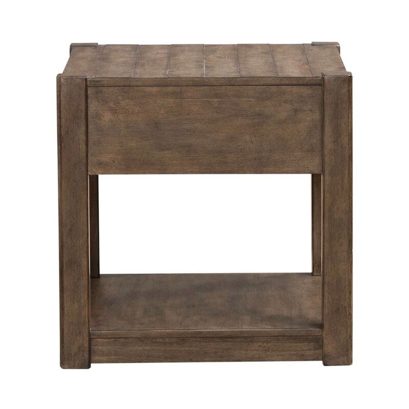 Liberty Furniture Broadmore Living Room Drawer End Table - Cobblestone Brown image number 4