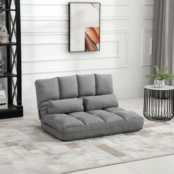 Gray Versatile Couch: Folding Upholstered Bed with Metal Frame
