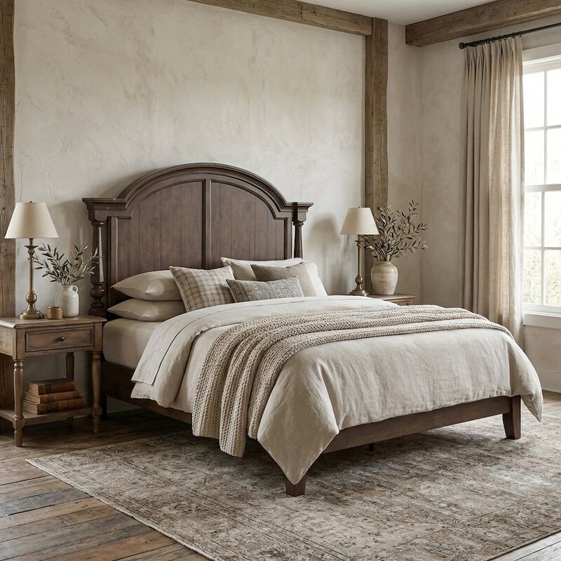 Liberty Furniture Cherry King Poster Bed Headboard Wood Construction Traditional Style image number 1