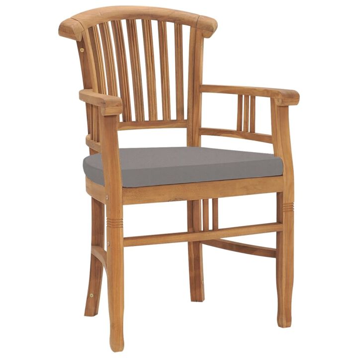 vidaXL Garden Chairs 2 pcs with Dark Gray Cushions Solid Teak Wood