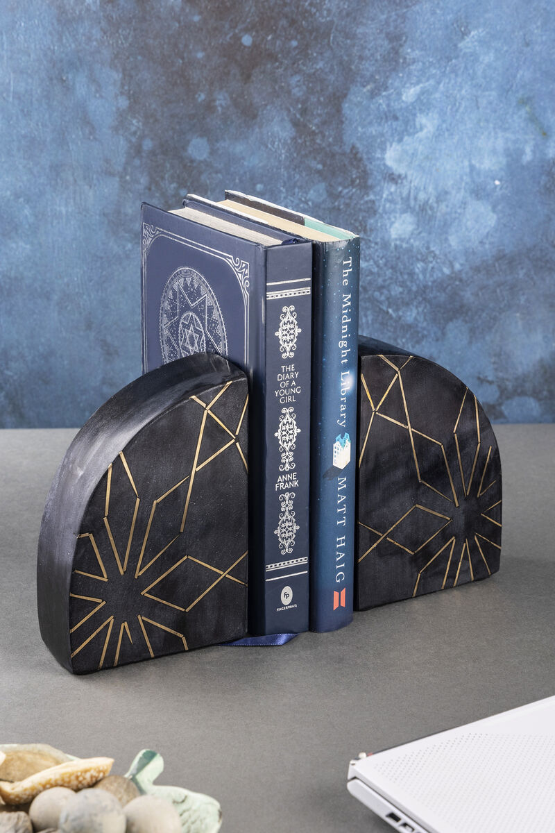 Enchant Black Marble Bookends, Set of 2