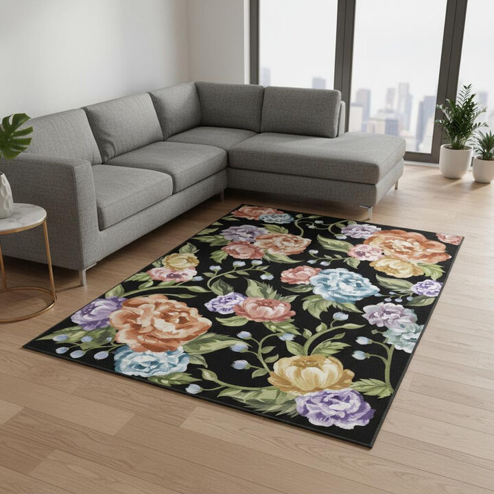 HomeRoots Floral Washable Area Rug