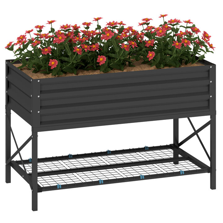 Hivvago Galvanized Garden Planter for Flowers and Herbs