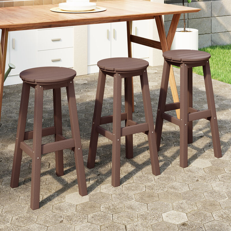 WestinTrends 29" HDPE Outdoor Patio Round Bar Stool Set of 3 image number 1