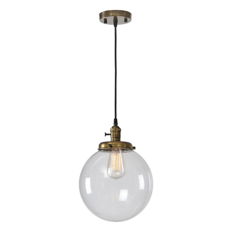 12" Gold and Clear Ceiling Pendant Light Fixture