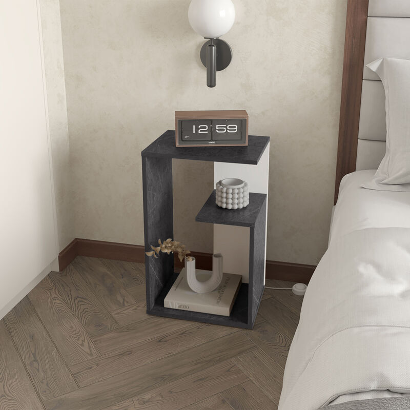 Side Table with Open Storage &ndash; Stylish Design, Ample Space for Books, Remote, and D&eacute;cor