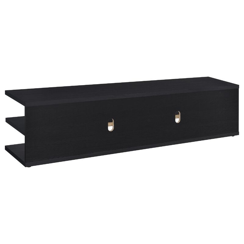 Carie TV Stand Media Console, 2-Tier Open Shelves, Wood image number 3