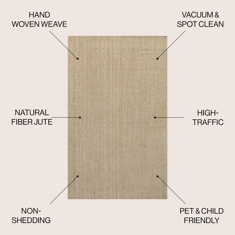 Espina Hand Woven Herringbone Chunky Jute Area Rug