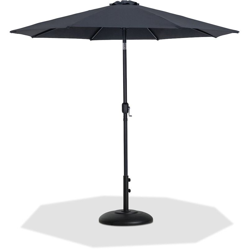 Meridian Furniture Fiji Black Fabric / Matte Black Aluminum Patio Umbrella with Base Sets