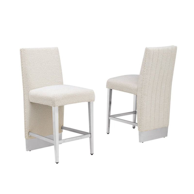 Best Quality Furniture Luxe Cream boucle barstools - Set of 2