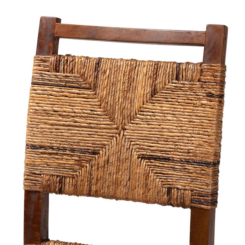 bali & pari Cordoba Bohemian Natural Seagrass and Mahogany Wood 2 Piece Dining Chair