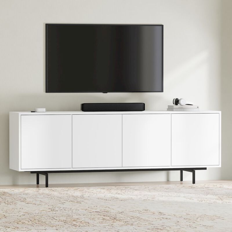 Comfort Pointe Graysen White Laminate 4 Door TV Console