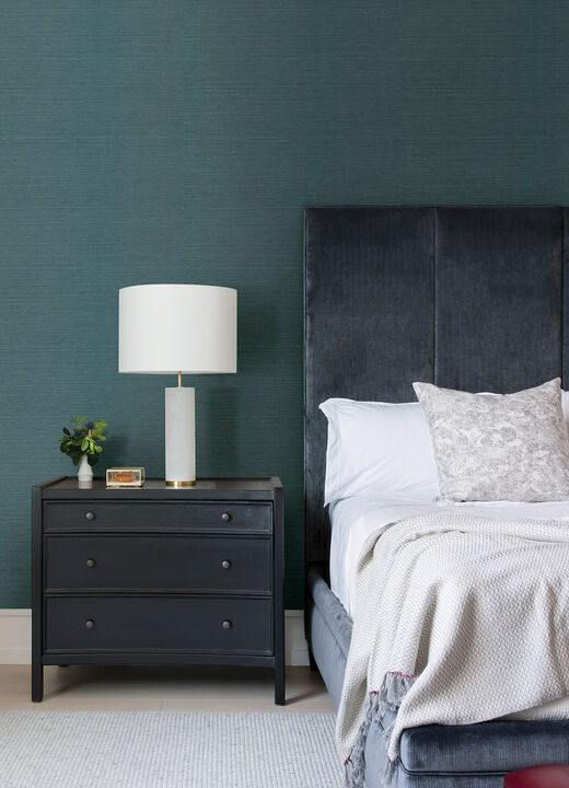 Colcord Teal Sisal Grasscloth Wallpaper
