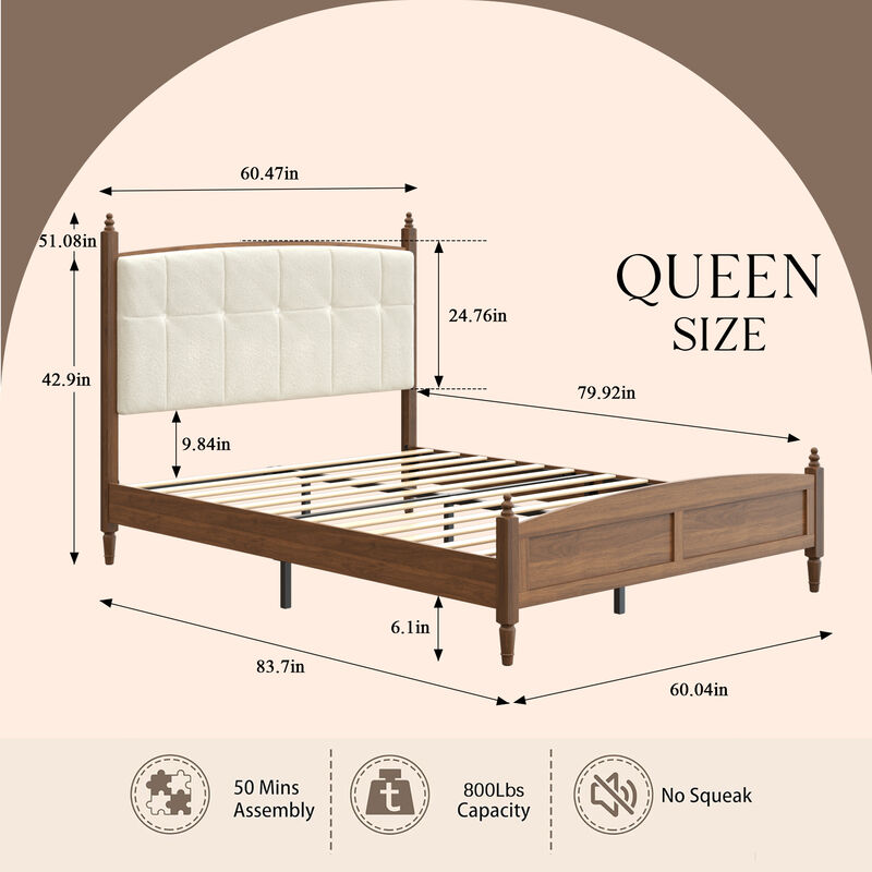 Schig Bed Frame Soft Padded Headboard image number 7