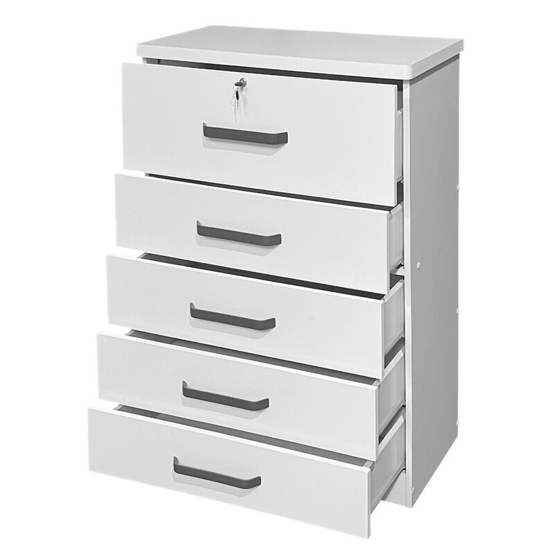 Better Home Products Xia 5 Drawer Chest of Drawers in White