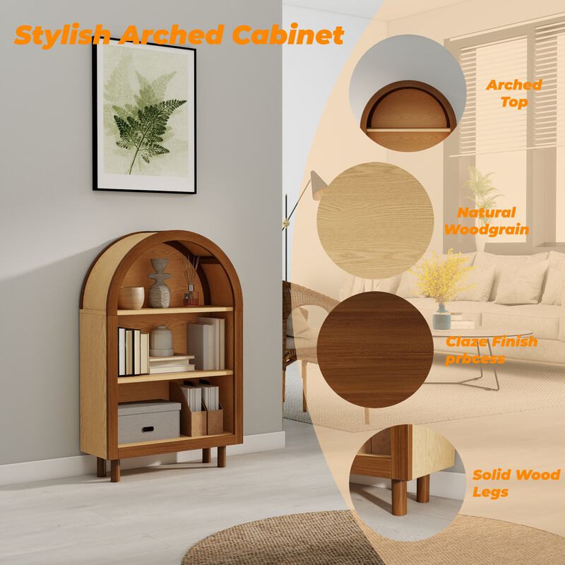 Lusog Arched Small Bookcase Storage Cabinet image number 5