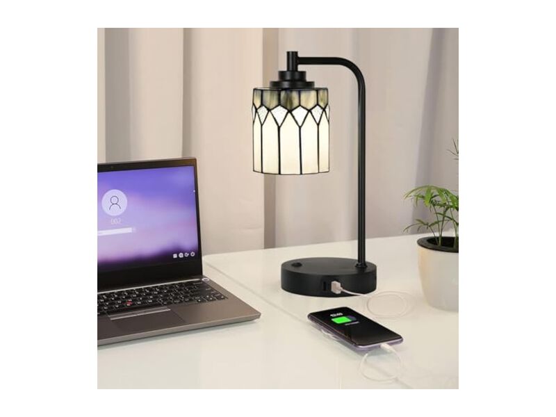 Tiffany Style Stained Glass Table Lamp For Office Nightstand Desk Bulbs Included image number 1
