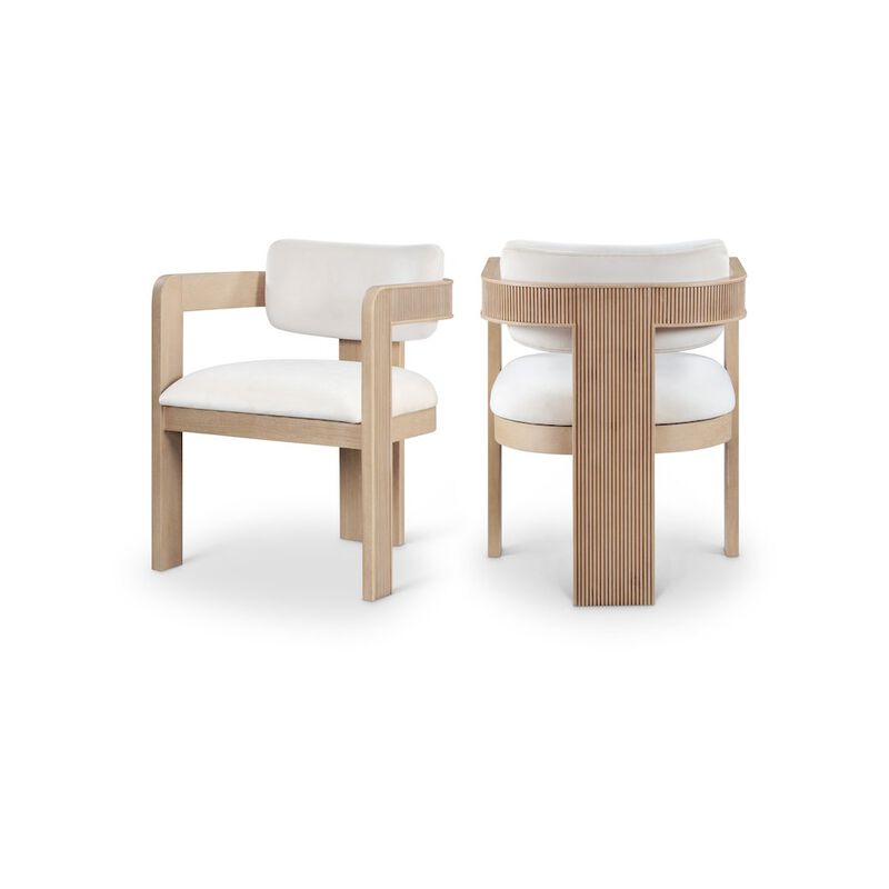 Meridian Furniture Sacha Cream Velvet Dining Chair, Set of 2