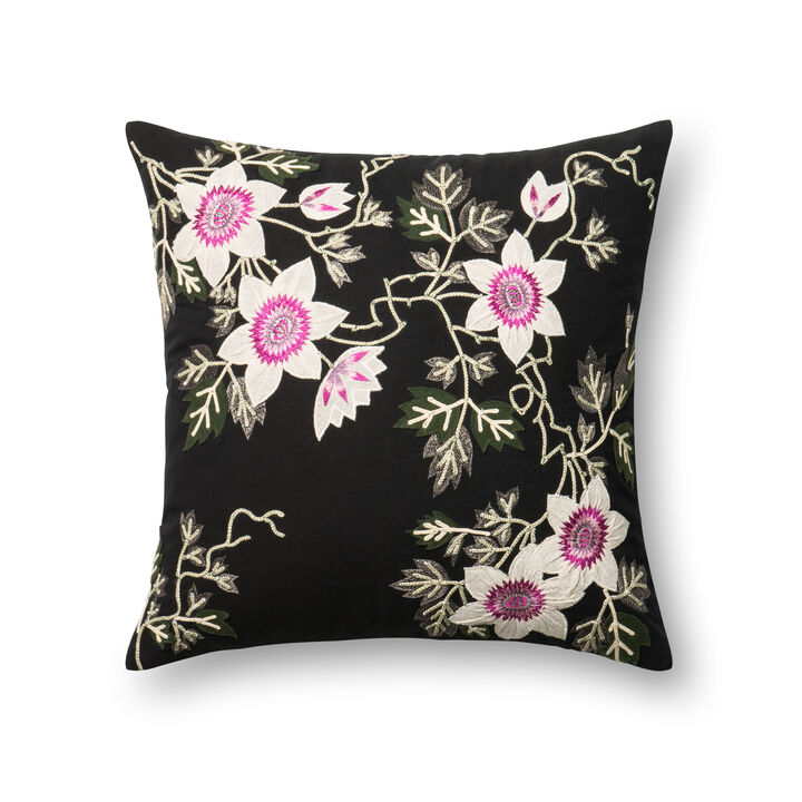 P0295 Black/Ivory 22"x22" Down Pillow