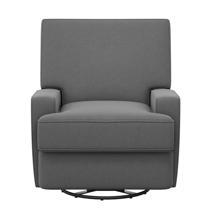 Baby Relax Rufus Swivel Glider Recliner Chair, Dark Gray