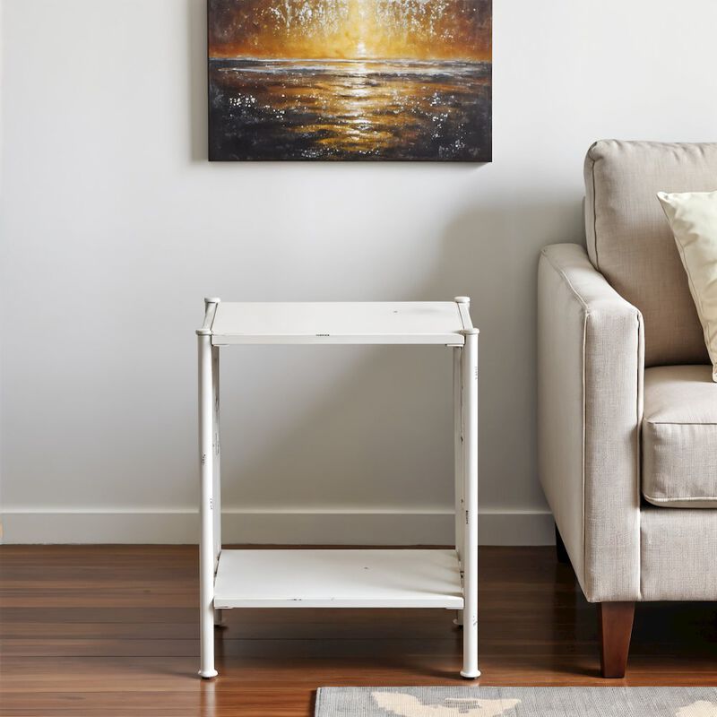 Starlight Canyon Home Metal Nightstand - Antique White, Small Metal Side Table For Bedroom