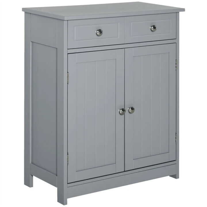 Freestanding White Storage Cabinet with Drawers and Adjustable Shelf,Entryway Floor Cabinet