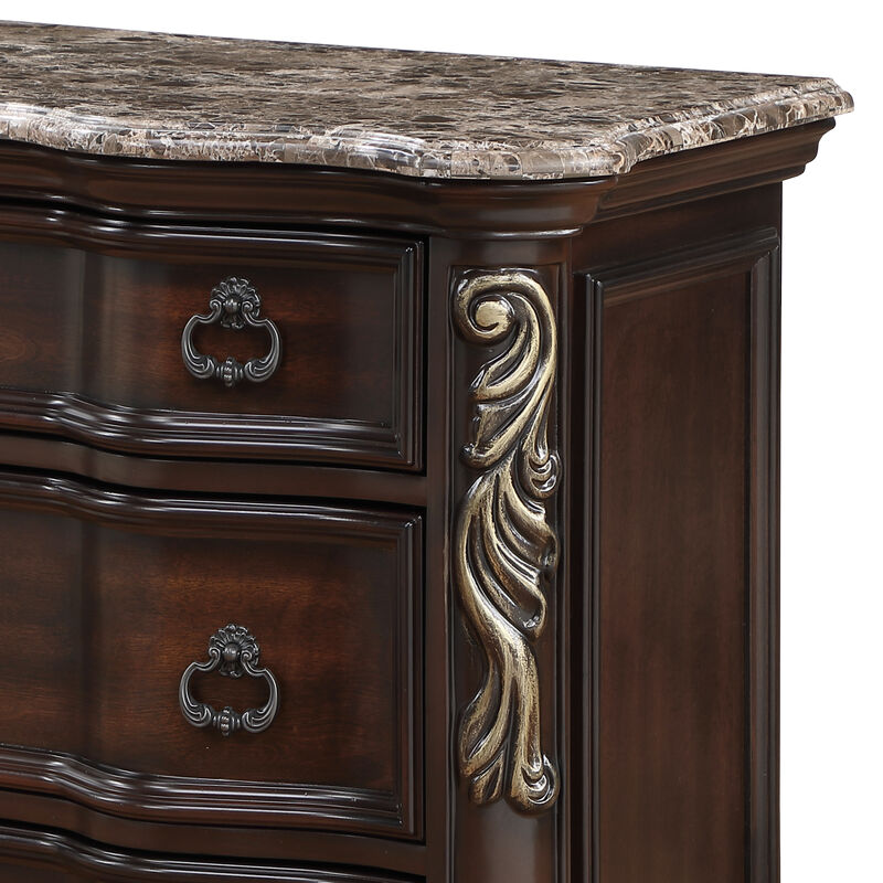 Bella Traditional Wood Nightstand with 3 Drawers, Fully Assembled Bedside Storage Table image number 5