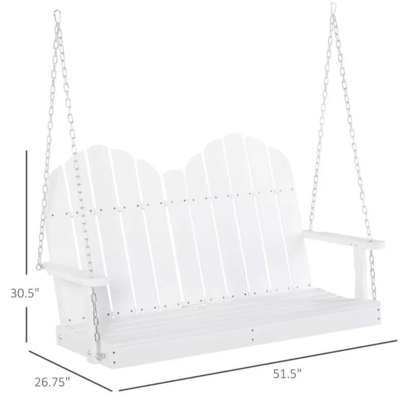 Weather-Resistant Wooden Swing – 2-Seater Solid Wood Hanging Porch Bench
