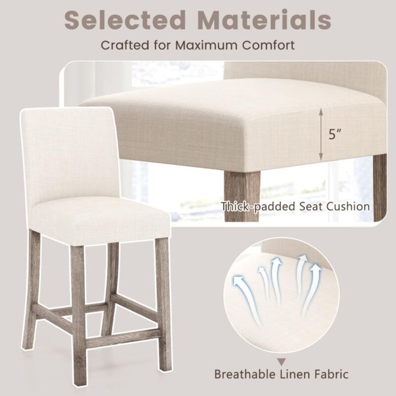 Hivvago Counter Height Bar Stools Set of 2 with Back and Footrest